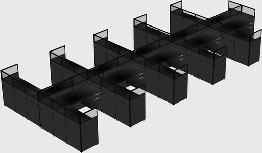 Shared l-shaped cubicle