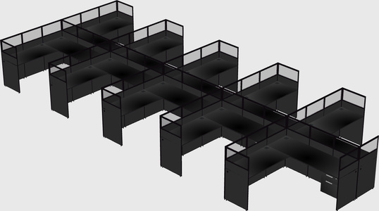 Shared l-shaped cubicle