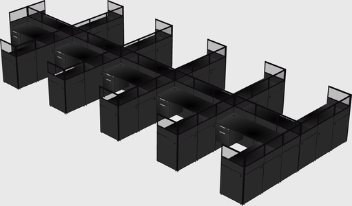 Shared l-shaped cubicle