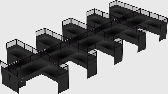 Shared l-shaped cubicle