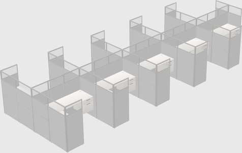 Shared l-shaped cubicle