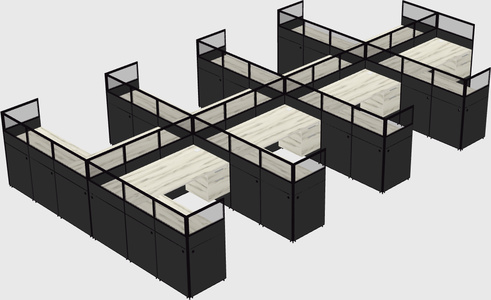 Shared l-shaped cubicle