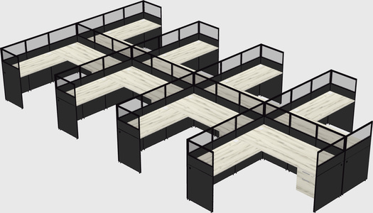 Shared l-shaped cubicle