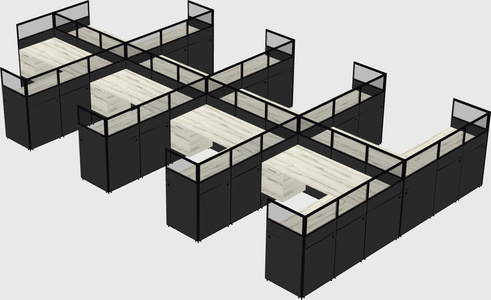 Shared l-shaped cubicle