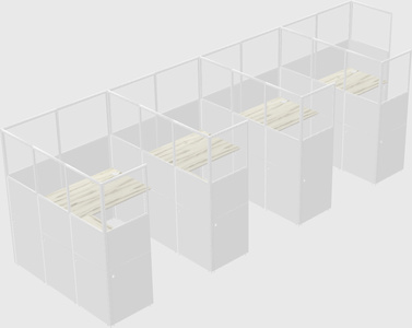Shared l-shaped cubicle