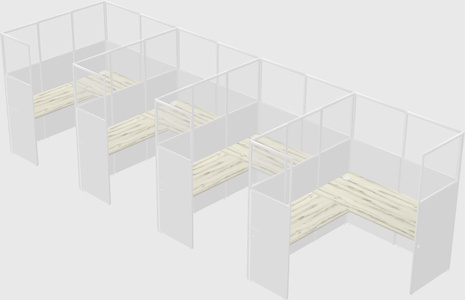 Shared l-shaped cubicle