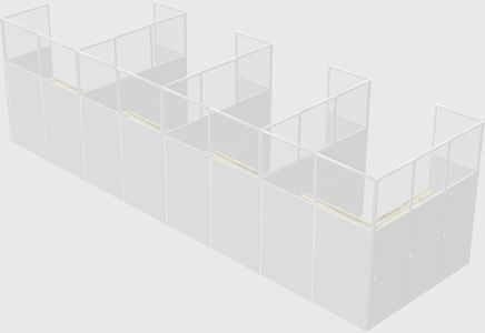 Shared l-shaped cubicle