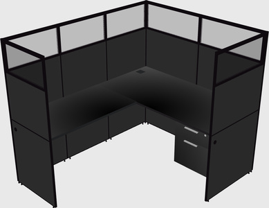 Nakabahaging l-shaped na cubicle
