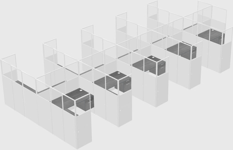 Shared l-shaped cubicle