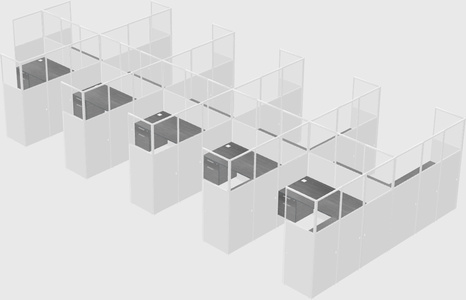 Shared l-shaped cubicle