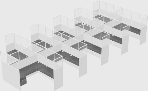 Shared l-shaped cubicle