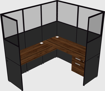 Shared l-shaped cubicle