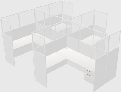 Shared l-shaped cubicle