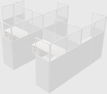 Shared l-shaped cubicle