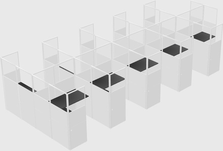 Shared l-shaped cubicle