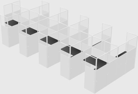 Shared l-shaped cubicle