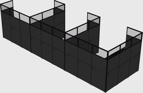Shared l-shaped cubicle