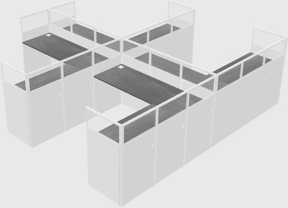 Shared l-shaped cubicle