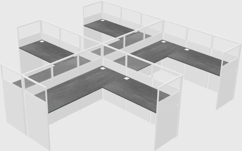 Shared l-shaped cubicle