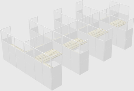 Shared l-shaped cubicle