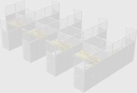 Shared l-shaped cubicle