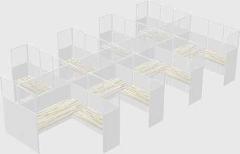 Shared l-shaped cubicle