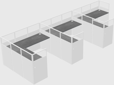 Shared l-shaped cubicle