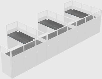Shared l-shaped cubicle