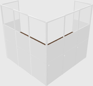 Shared l-shaped cubicle