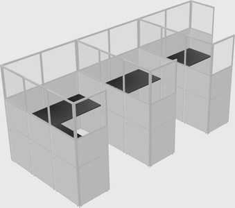 Shared l-shaped cubicle