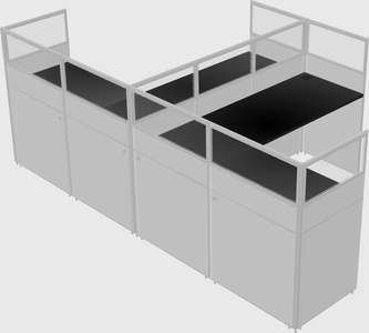Shared l-shaped cubicle