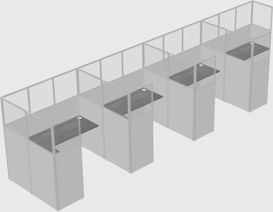 Shared l-shaped cubicle