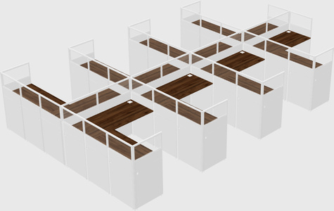 Shared l-shaped cubicle