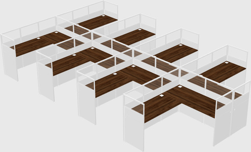 Shared l-shaped cubicle