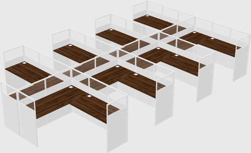 Shared l-shaped cubicle