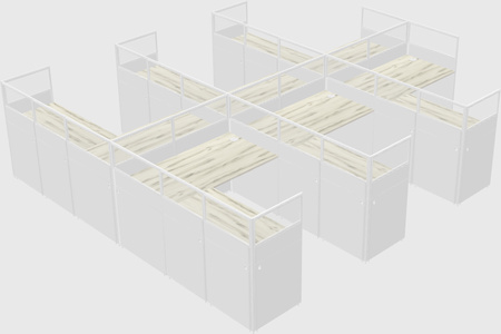 Shared l-shaped cubicle