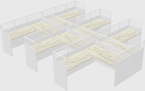 Shared l-shaped cubicle