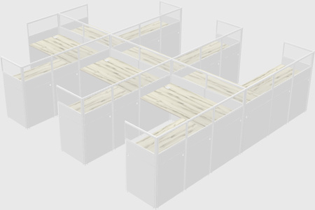 Shared l-shaped cubicle