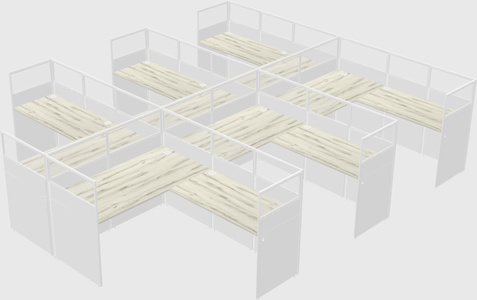 Shared l-shaped cubicle