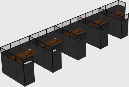 Shared l-shaped cubicle