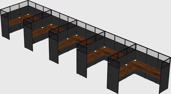 Shared l-shaped cubicle