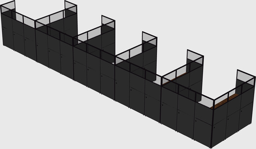 Shared l-shaped cubicle