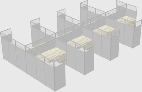 Shared l-shaped cubicle