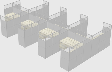 Shared l-shaped cubicle