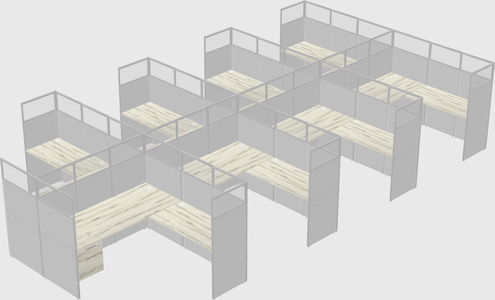 Shared l-shaped cubicle