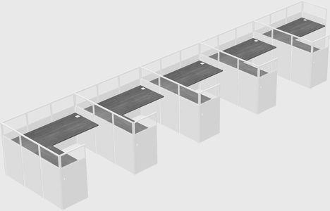 Shared l-shaped cubicle