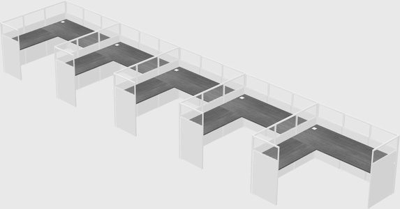 Shared l-shaped cubicle