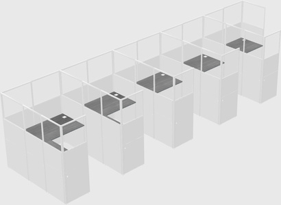 Shared l-shaped cubicle