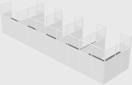 Shared l-shaped cubicle