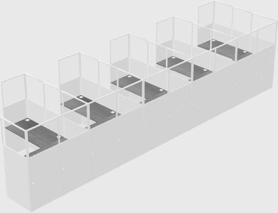 Shared l-shaped cubicle